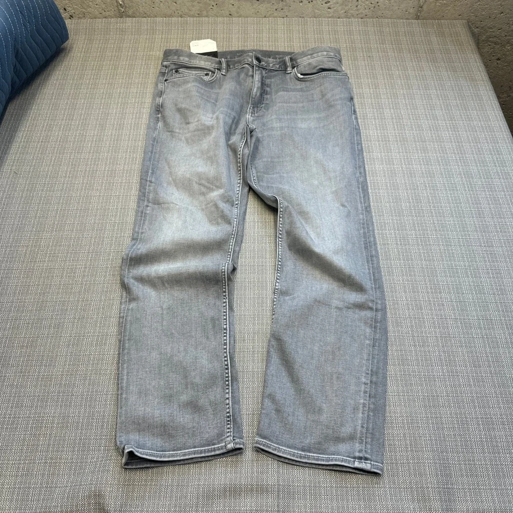 New Banana Republic Traveler Slim Fit Jeans 36x30 Mid Rise Grey Denim Stretch